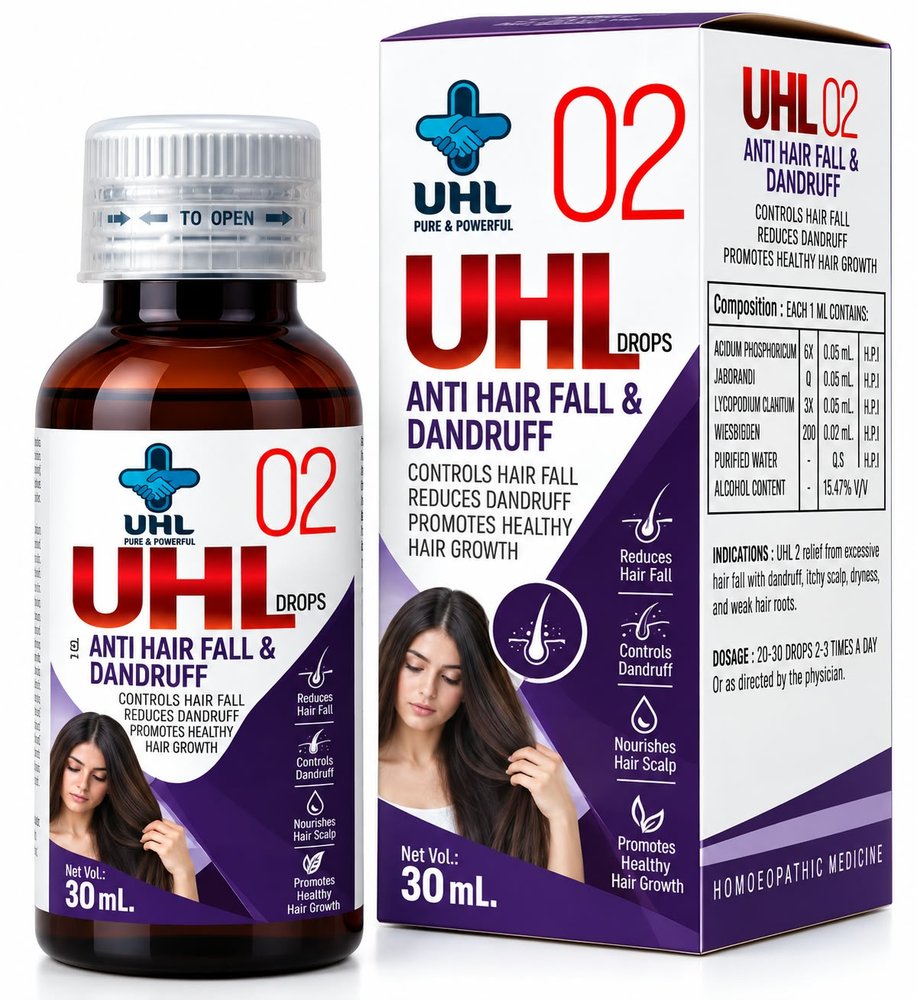 UHL DROP 02 Anti Hair Fall & Dandruff — UHL homoeopathic 30ml drops